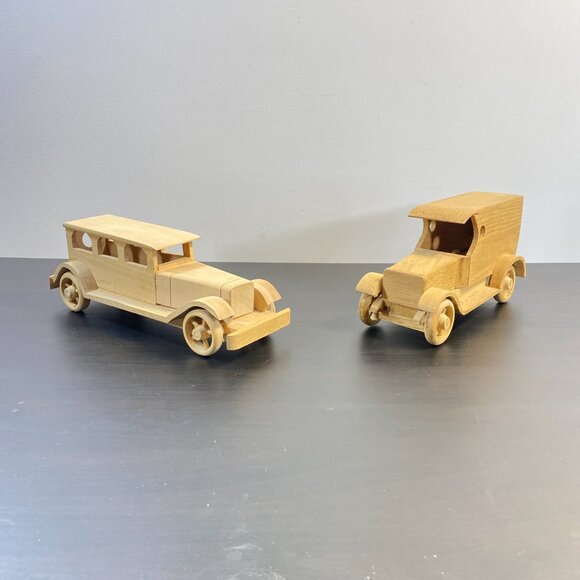 Set of 2 Handmade Model Wooden Truck, Vintage Car Ornament Model, Old Strong Veh - Picture 9 of 10